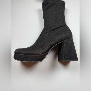 Abound Steffie Black Glitter‎ Women's Platform Boots, size 8.5, party shoe